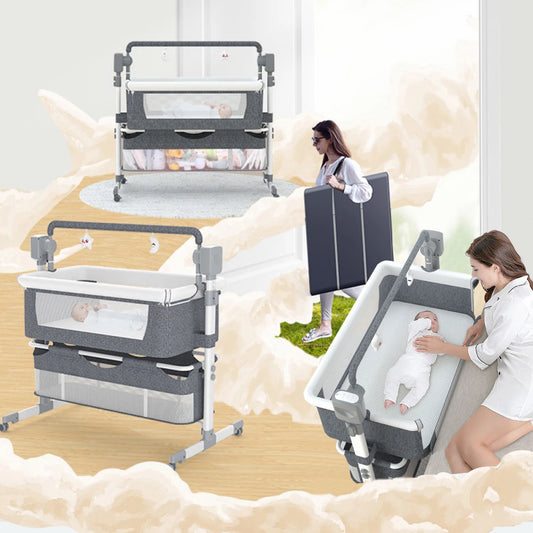 Bassinet for Baby,Automatic Rocking Bassinet with Remote,Wheels, Newborn Bedside Sleeper,Co-sleeper suit 0-6M, Travel Baby Cribs