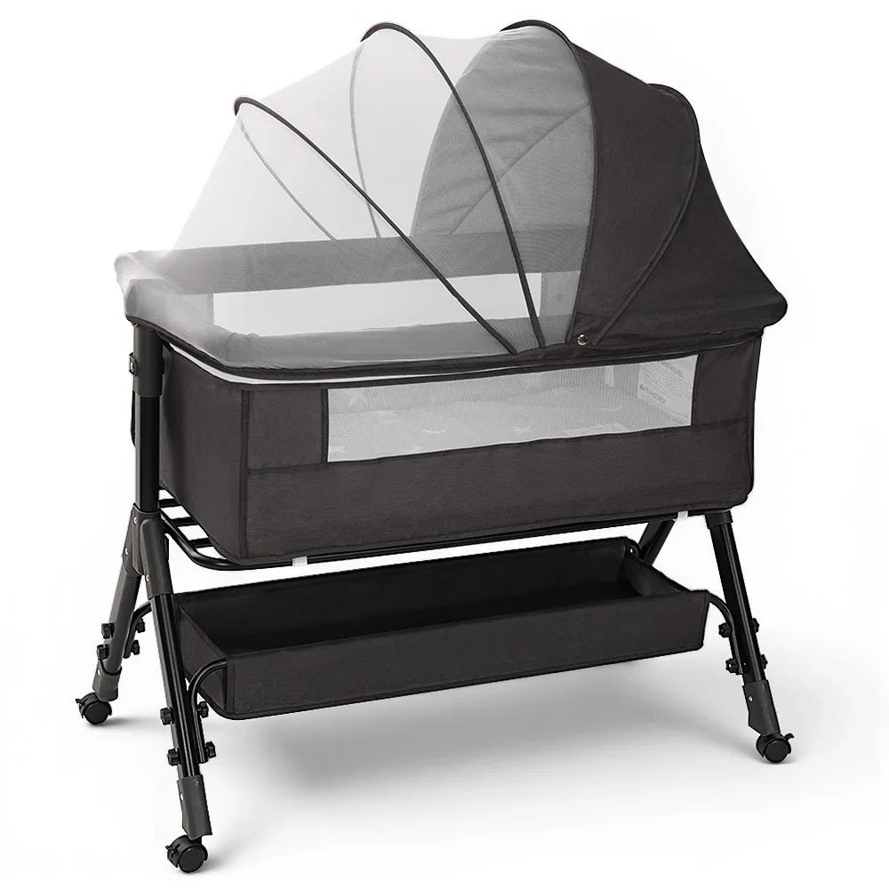 Bassinet for Baby Baby Bassinet Bedside Portable Newborn Bedside Sleeper Crib 360° Visible Mesh Window Soft Washable Liner Cover