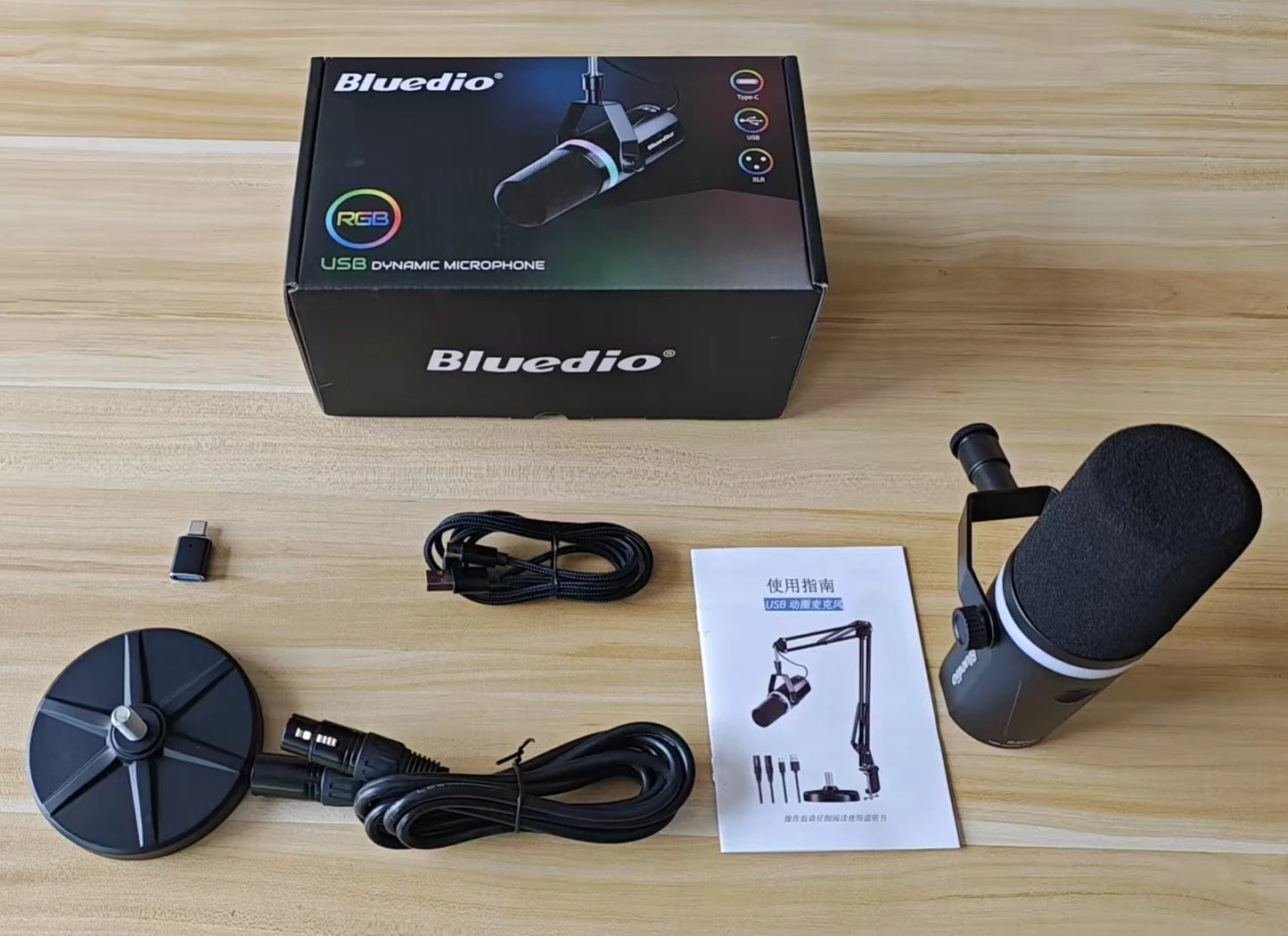Bluedio S3000 USB/XLR Dynamic Microphone With Headphone Jack/RGB/Mute for Mixer PC Gaming Recording Streaming PS5/4 AmpliGame