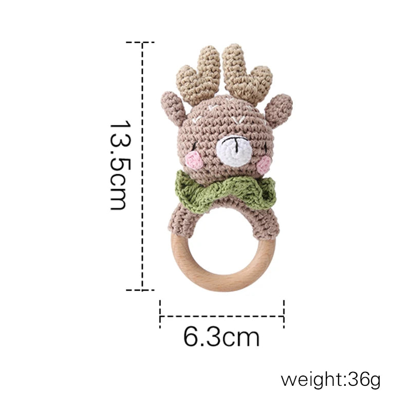 1Pc Customized Baby Teether Wooden Bracelet Crochet Rattle Toys BPA Free Crochet Lemon Bunny Rodent Rattle Newborn Toys Gift