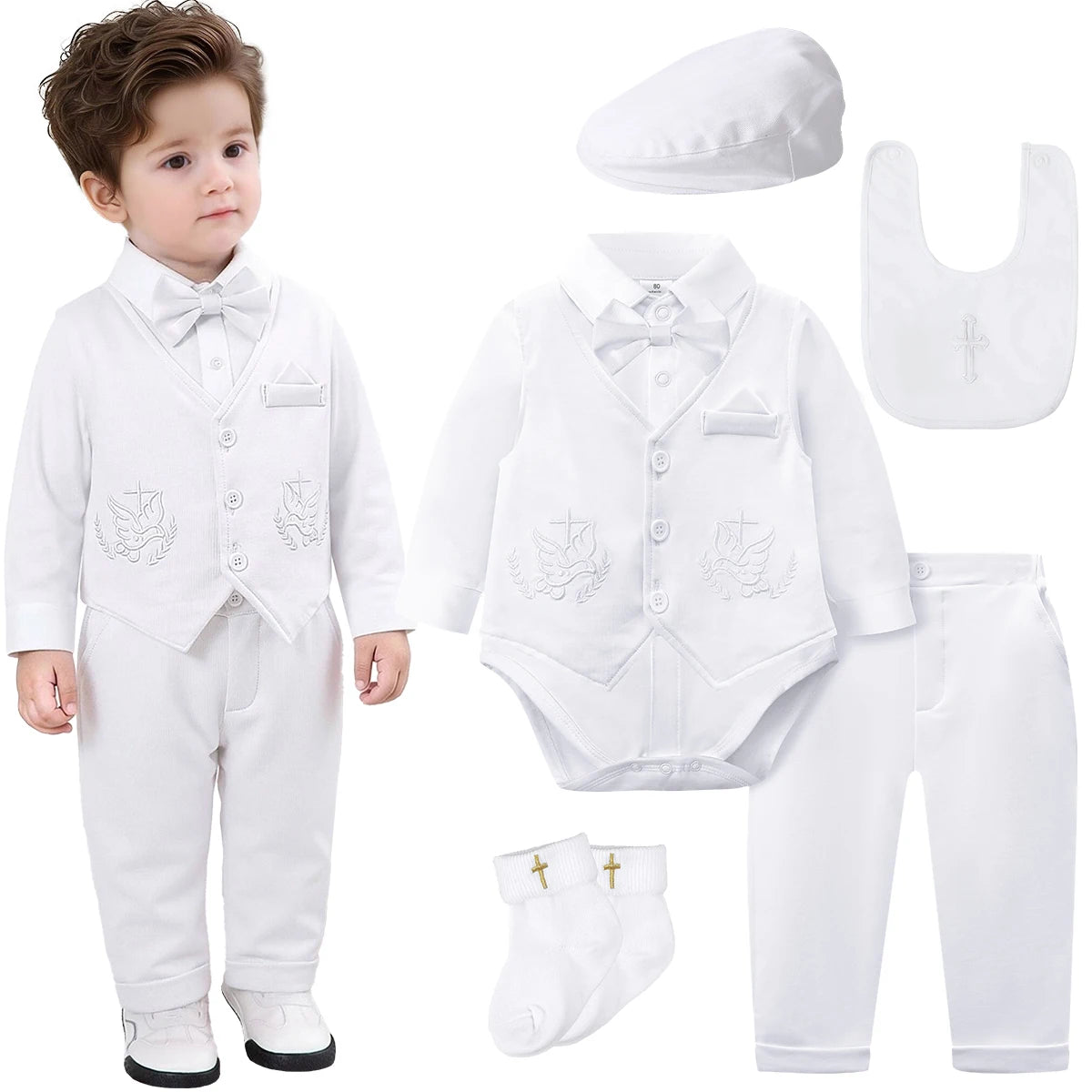Baby Boy Christening Outfit Infant Baptism Easter Blessing Suit Toddler Wedding Chritmas Xmas Formal Ring Bearer Clothes Set