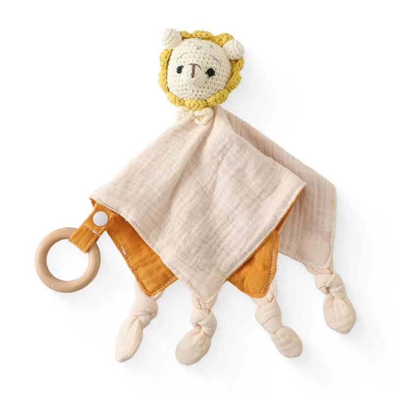 Soft Appease Towel Baby Rattle Crochet Animals Toy Soothe Reassure Sleeping Blankie Towel Lathe Hanging Educational Toddler Toys