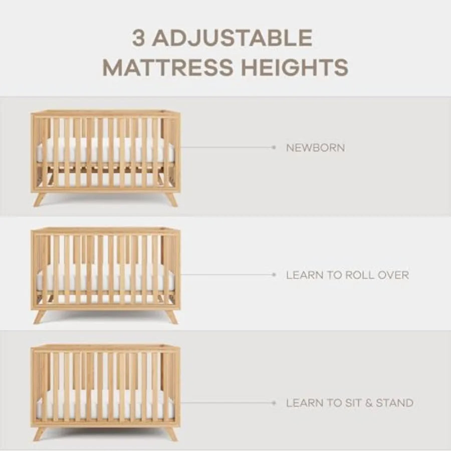 Comfy Cubs Baby Crib for 0 to 3 Years - Adjustable Mattress Height, en Crib for Baby, Elegant Nursery Furniture, Designed in Th