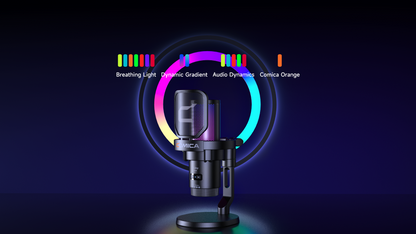 COMICA Uni Pro Wireless USB Gaming Microphone for PC Laptop Smartphone Noise Cancellation Condenser Mic with RGB Lights