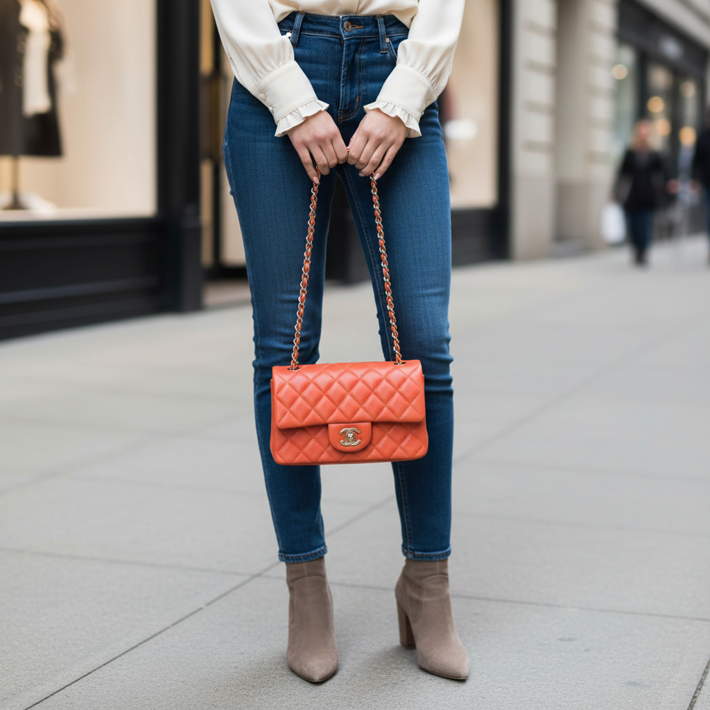 Bold & Beautiful — Chanel Lambskin & Gold-Tone Metal Bag in Dark Orange