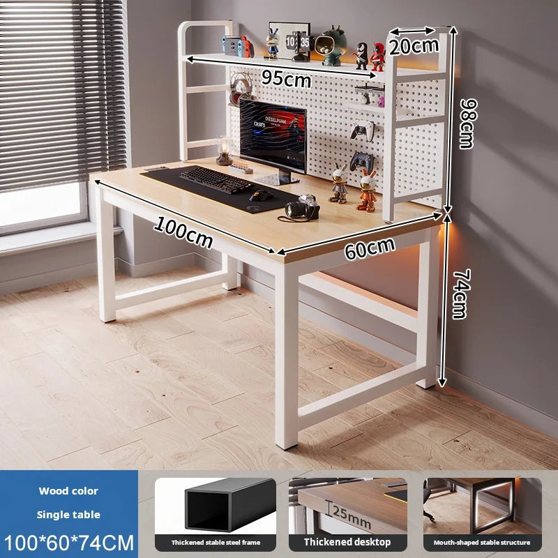 Small Bedroom Study Desk Hutch All in One Combination Desktop Computer Hole Board Gaming Table