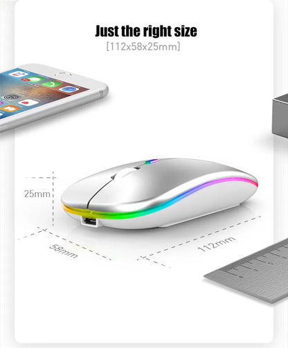 Wireless Mouse Bluetooth--compatible RGB Rechargeable Mouses Wireless Computer Silent Mice LED Backlit Ergonomic Gaming Mouse