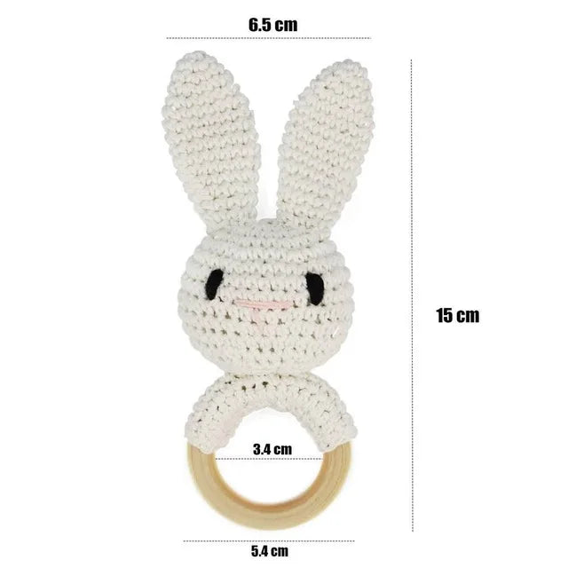 1Pc Customized Baby Teether Wooden Bracelet Crochet Rattle Toys BPA Free Crochet Lemon Bunny Rodent Rattle Newborn Toys Gift