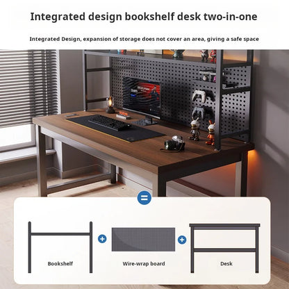 Small Bedroom Study Desk Hutch All in One Combination Desktop Computer Hole Board Gaming Table