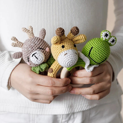 1Pc Customized Baby Teether Wooden Bracelet Crochet Rattle Toys BPA Free Crochet Lemon Bunny Rodent Rattle Newborn Toys Gift