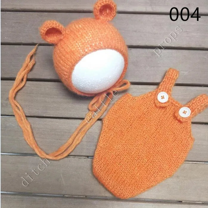Handcraft Baby Hand Knit Mohair Bonnet & Pants On Baby Shower Gift Baby Photography Props