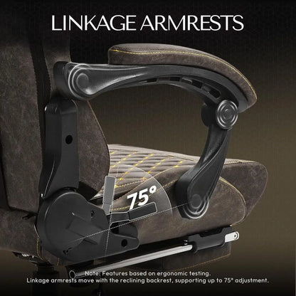Vintage Heavy-Duty Ergonomic Gaming Chair for Adults, 400 lb Capacity, with Massage Lumbar, Footrest, and Recline, Brown