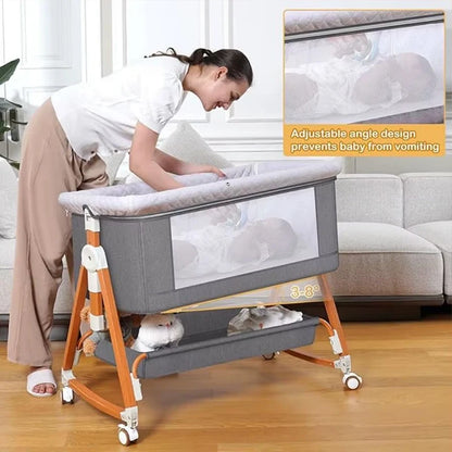 Baby Crib 3 in 1 Baby Bassinet Portable Bedside Bassinet for Baby Foldable Crib Travel Baby Crib Rocking 6 Adjustable Height