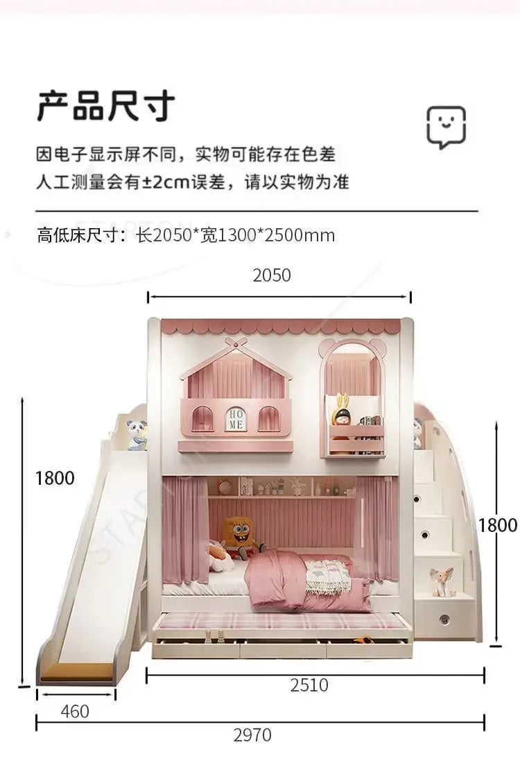 Baby Crib Bassinet, Childrens Toddler Bunk Bed, Montessori Trundle Princess Wooden Hut, Mezzanine Cradle Camas Ninos