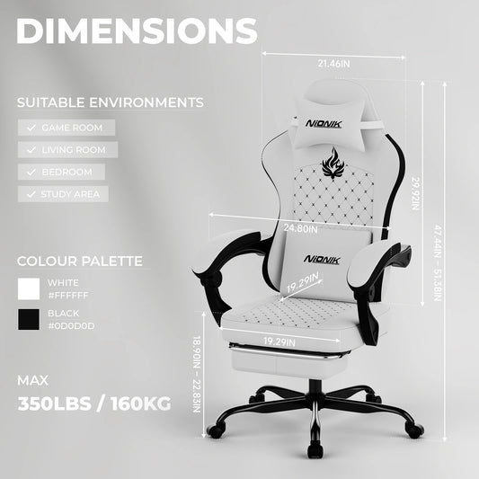 Gaming Chair with Footrest, Ergonomic Computer Chair with Headrest and Lumbar Support，Office Chair with Linkage Armrests