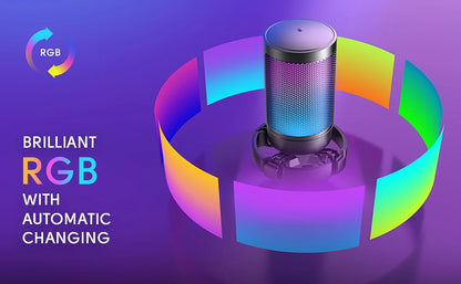 FIFINE USB Gaming Microphone Kit for PC,PS4/5 Condenser Cardioid Mic Set with Mute Button/RGB /Arm Stand,for Streaming Video