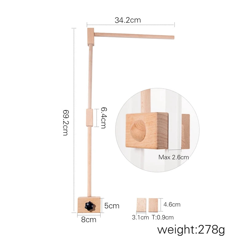 Baby Wooden Crib Mobile Bed Bell Hanging Rattle Toy Newborn Music Box Bed Bell Hanging Toys Holder Bracket Infant Crib Baby Gift