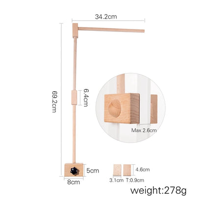 Baby Wooden Crib Mobile Bed Bell Hanging Rattle Toy Newborn Music Box Bed Bell Hanging Toys Holder Bracket Infant Crib Baby Gift