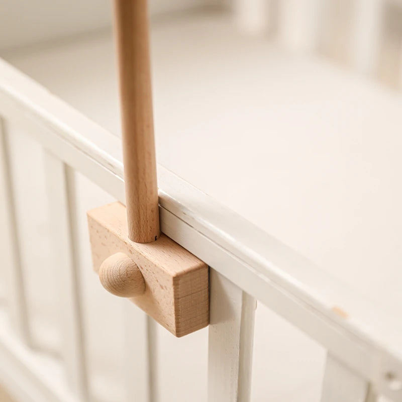 Baby Wooden Crib Mobile Bed Bell Hanging Rattle Toy Newborn Music Box Bed Bell Hanging Toys Holder Bracket Infant Crib Baby Gift