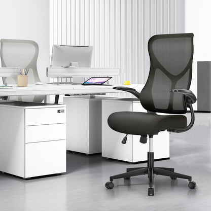JHK Mesh Lumbar Support Office Desk Computer Chair Ergonomic High Back Swivel Rolling Gaming Chairs With Wheels And Flip-up Arms