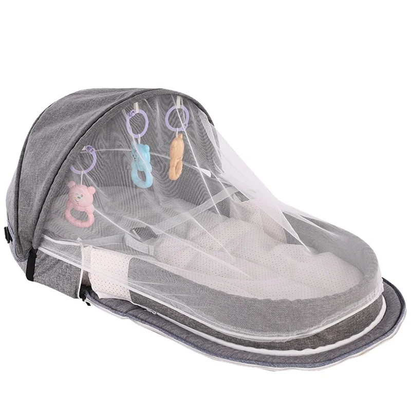 Portable Folding Baby Crib With Net And Awning Nest Baby Bed For Camping Infant Bed Bassinet For Baby