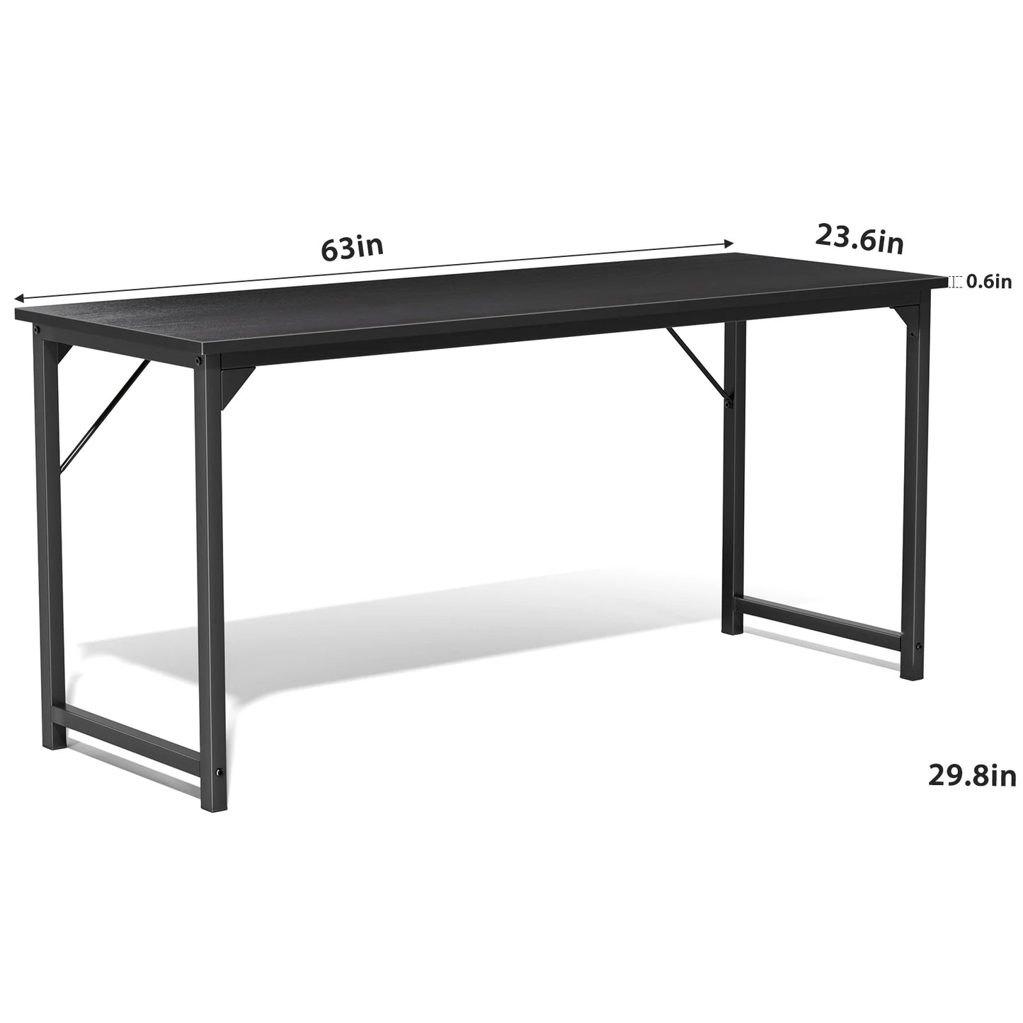 JHK Computer Office Desk Writing Study Office Gaming Table Modern Simple Style Compact Metal Frame Wood Tabletop Easy Assembly