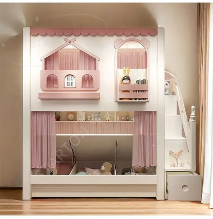 Baby Crib Bassinet, Childrens Toddler Bunk Bed, Montessori Trundle Princess Wooden Hut, Mezzanine Cradle Camas Ninos