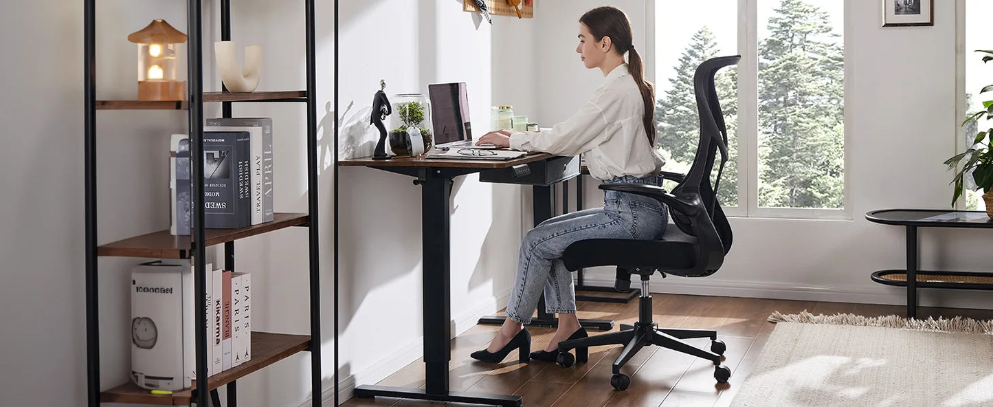 JHK Mesh Lumbar Support Office Desk Computer Chair Ergonomic High Back Swivel Rolling Gaming Chairs With Wheels And Flip-up Arms