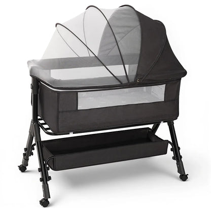 Bassinet for Baby Baby Bassinet Bedside Portable Newborn Bedside Sleeper Crib 360° Visible Mesh Window Soft Washable Liner Cover
