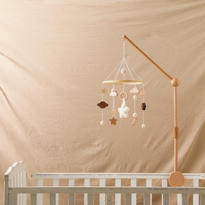 Baby Wooden Crib Mobile Bed Bell Hanging Rattle Toy Newborn Music Box Bed Bell Hanging Toys Holder Bracket Infant Crib Baby Gift