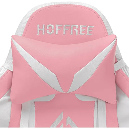 Pink Gaming Chair with Speakers and Led Lights Massage Video Game Chair with Footrest Reclining Computer Gaming Chair for Girls