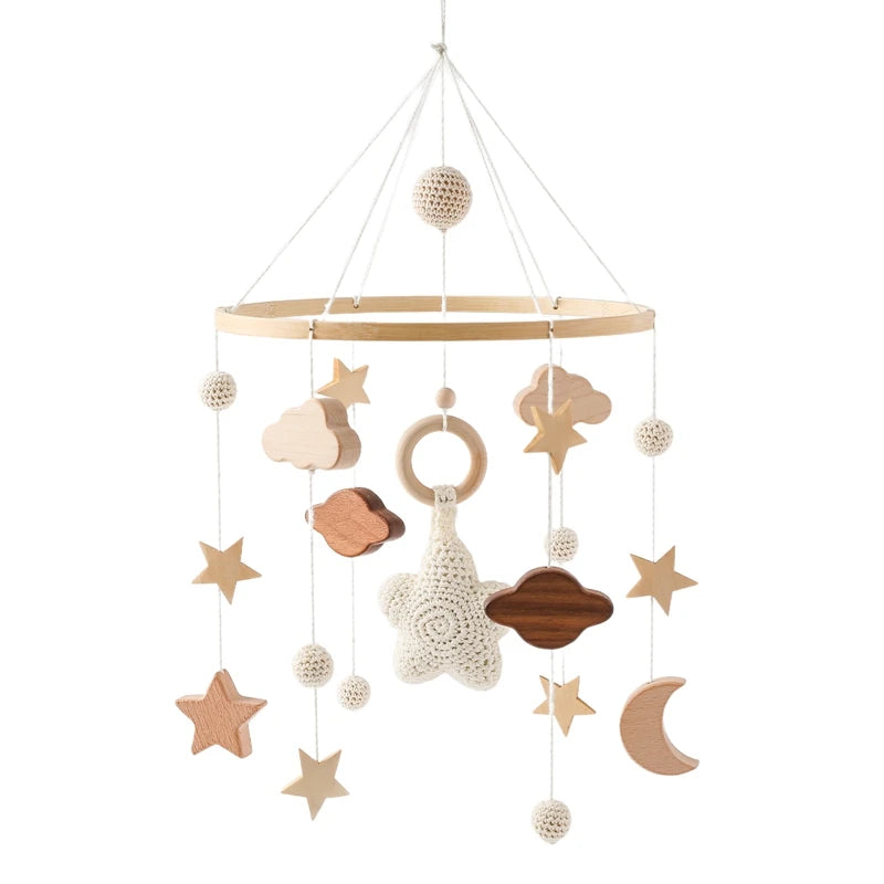 Baby Wooden Crib Mobile Bed Bell Hanging Rattle Toy Newborn Music Box Bed Bell Hanging Toys Holder Bracket Infant Crib Baby Gift