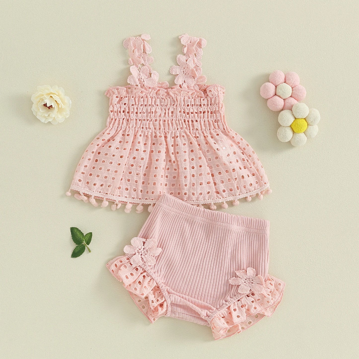 Ma&Baby 0-18M Baby Girls Clothes Sets Newborn Infant Toddler Summer Lace Floarl Sleeveless Tops Shorts Outfits
