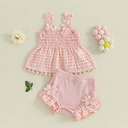 Ma&Baby 0-18M Baby Girls Clothes Sets Newborn Infant Toddler Summer Lace Floarl Sleeveless Tops Shorts Outfits