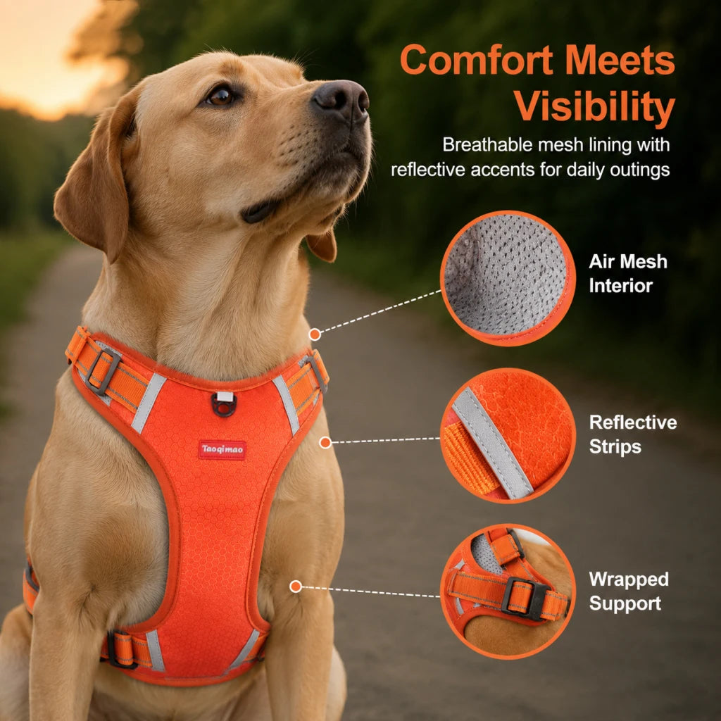 Adjustable Reflective Dog Harness Breathable Pet Vest with Handle Tactical Chest Strap Harness for Outdoor Use Puppy Supplies