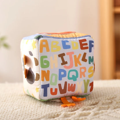 Baby Montessori Rattle Toy Cotton Animal Tissue Box Kid Finger Exercise Cloth Busy Box Toy Baby Educational Activity Sensory Toy