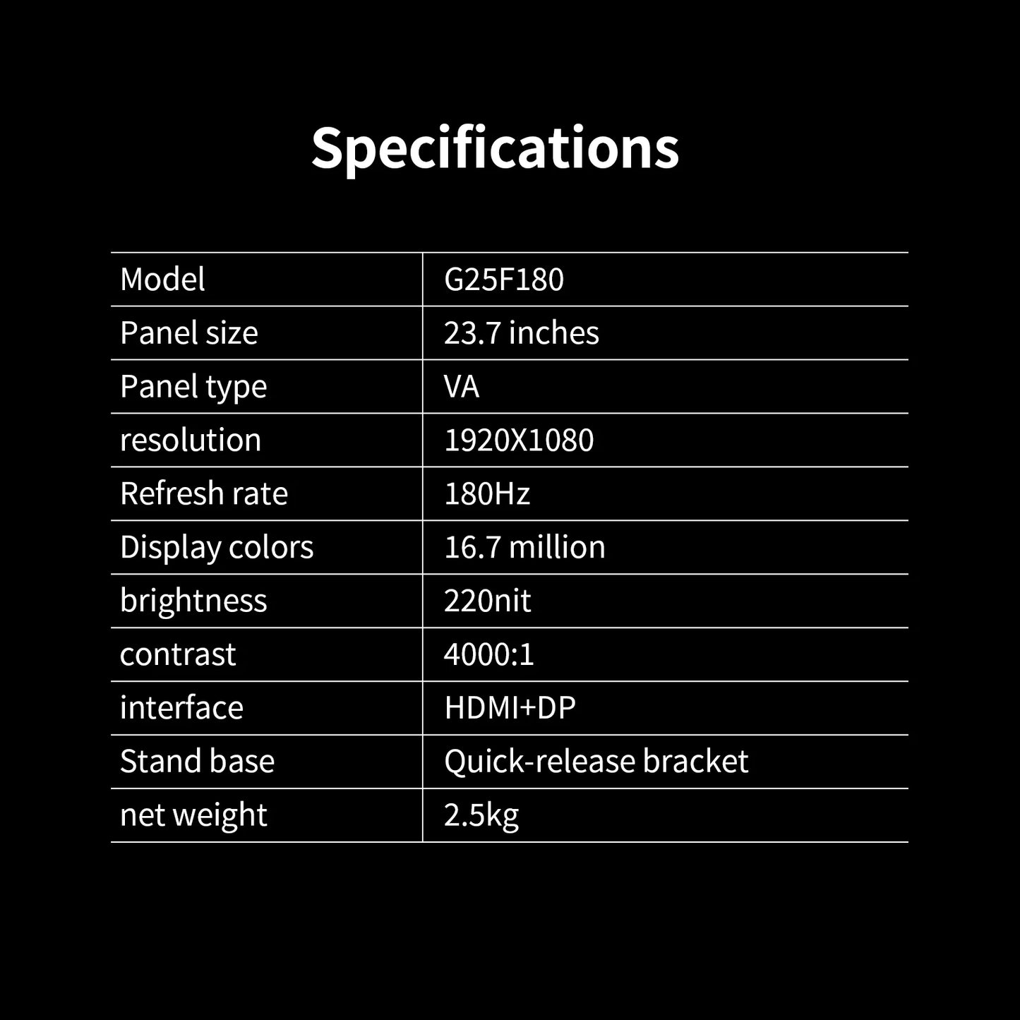 Reletech Monitor 23.8Inch 180Hz Curved Gaming Monitor 3000R FHD VA Panel 4000∶1 HDMI/DP Borderless Screen FreeSync