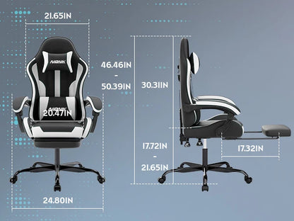 Gaming chair with Massage Ergonomic Desk chair Footrest Headrest Rotary chair for office and Gamers