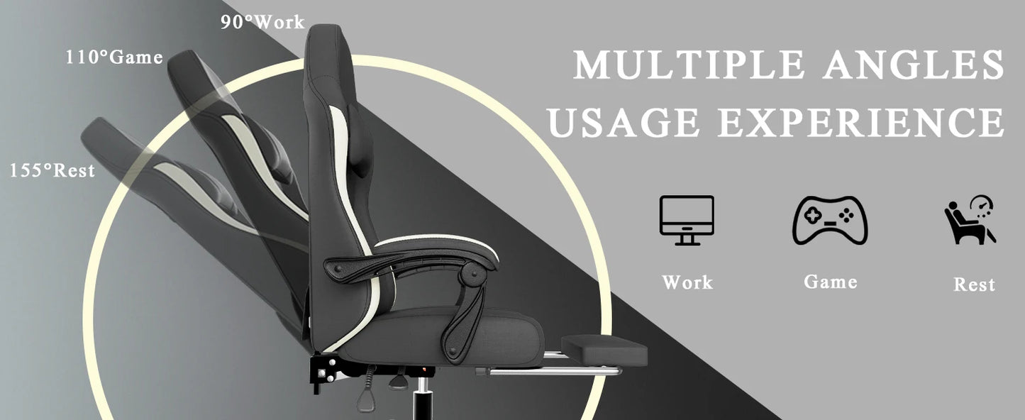 Ergonomic Gaming Chair with Individually Wrapped Spring Cushioning Breathable Fabric Adjustable Lumbar Support for