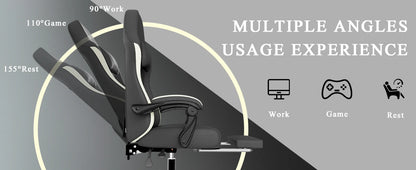 Ergonomic Gaming Chair with Individually Wrapped Spring Cushioning Breathable Fabric Adjustable Lumbar Support for