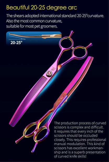 Fenice High-end 7.25 inch Professional Pet Dog Grooming Scissors Curved Thinning Chunker Shears for tijeras peluquería canina