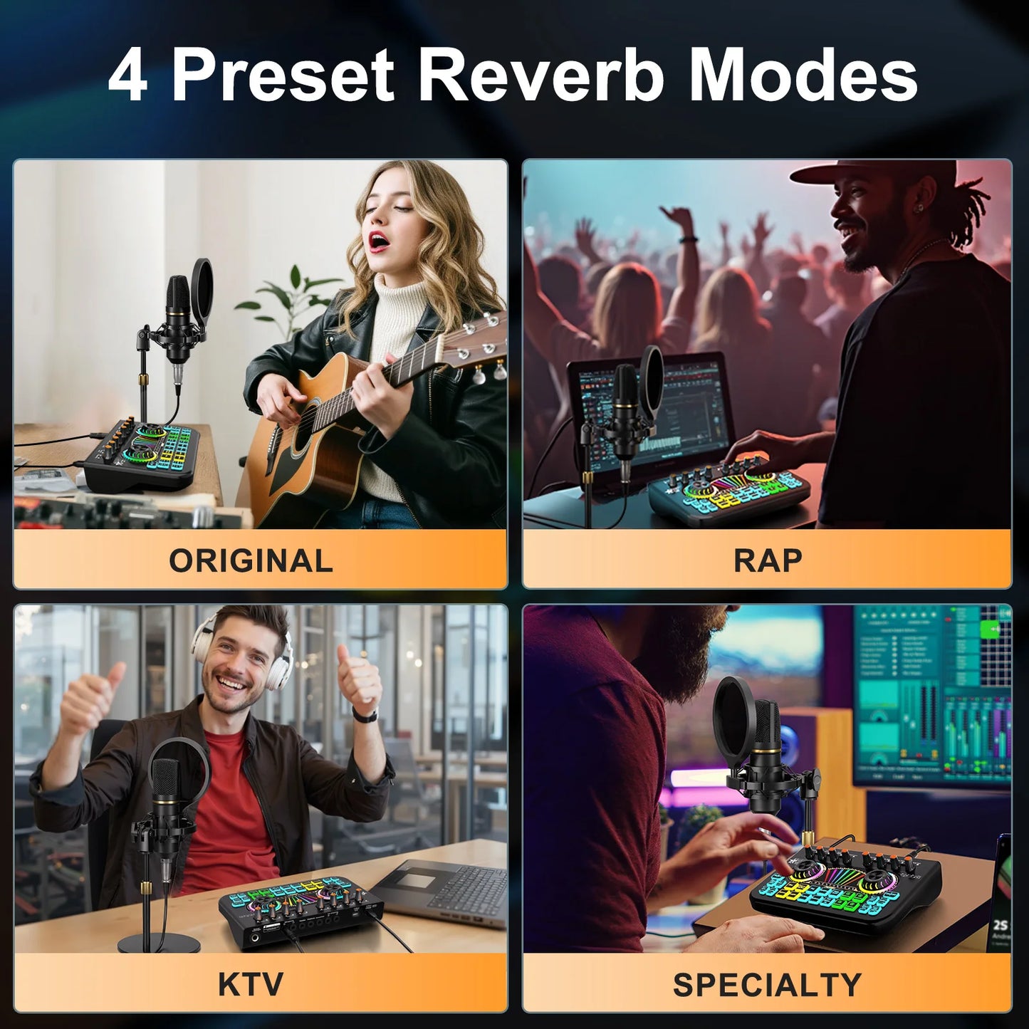 Tenlamp Podcast Equipment Bundle with 3.5mm Condenser Microphone forPc/Phone,Podcast Microphone Bundle with Live Sound Card Audio Mixer,KOL Singing Gaming DJ Mixing Station Controller Equipment Studio
