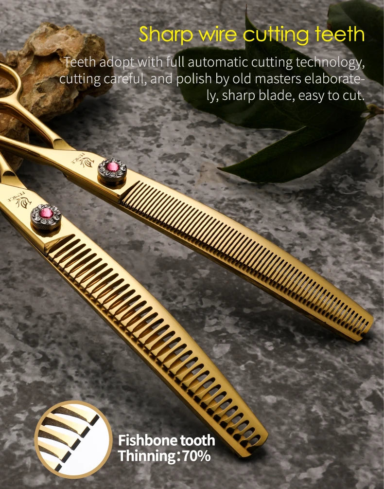 Fenice High-end 7.25 inch Professional Pet Dog Grooming Scissors Curved Thinning Chunker Shears for tijeras peluquería canina