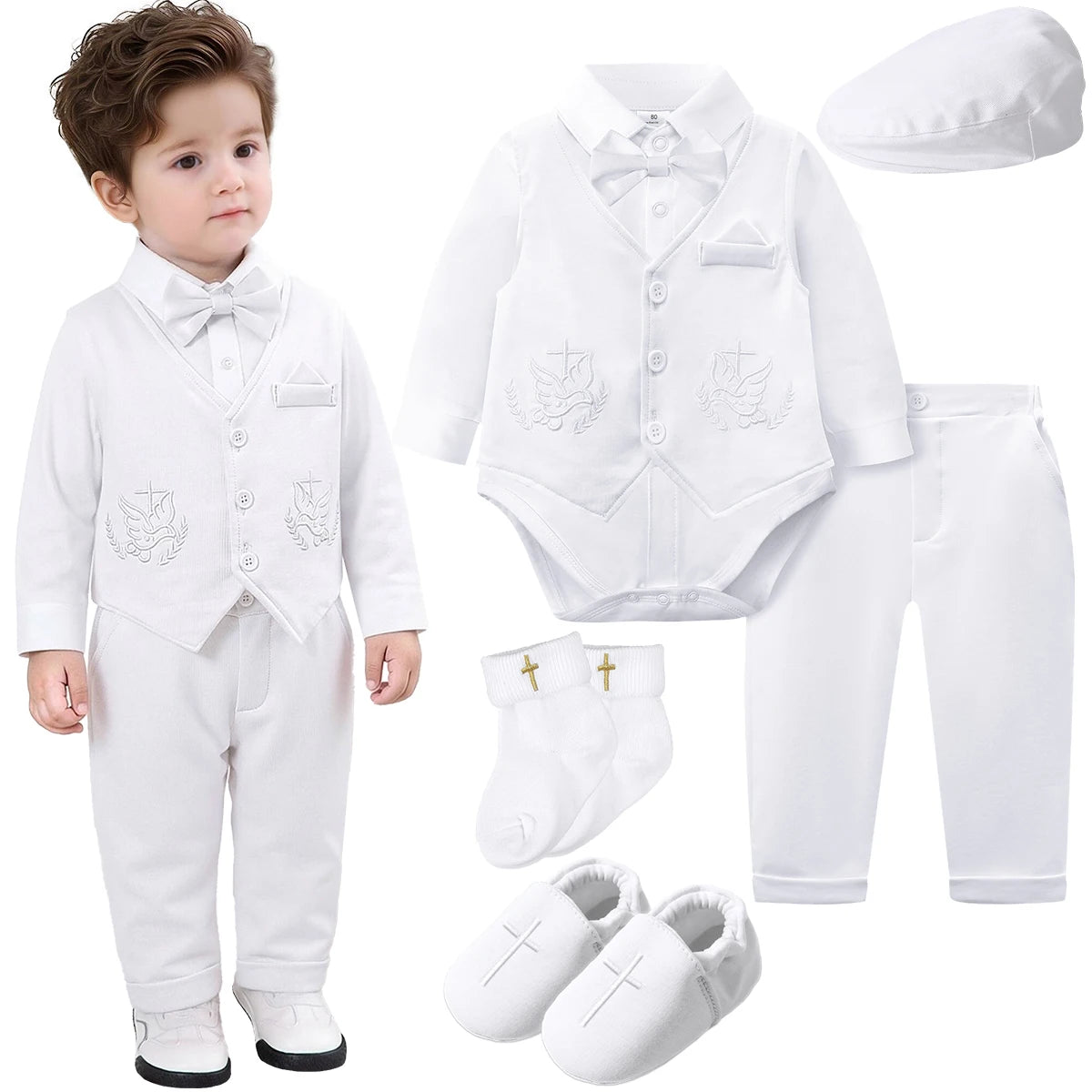 Baby Boy Christening Outfit Infant Baptism Easter Blessing Suit Toddler Wedding Chritmas Xmas Formal Ring Bearer Clothes Set