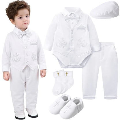 Baby Boy Christening Outfit Infant Baptism Easter Blessing Suit Toddler Wedding Chritmas Xmas Formal Ring Bearer Clothes Set