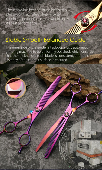 Fenice High-end 7.25 inch Professional Pet Dog Grooming Scissors Curved Thinning Chunker Shears for tijeras peluquería canina
