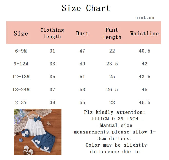 3Pcs Baby girl Lace Ruffled Camisole Top+Bow shorts+Heart mini bag Set suitable for 0-3 Year Baby girl Summer Fashion Set