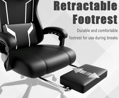 Ergonomic Gaming Chair, Electronic Gaming Chair With Pocket Spring Pad And Footrest, Height Adjustable Computer Chair