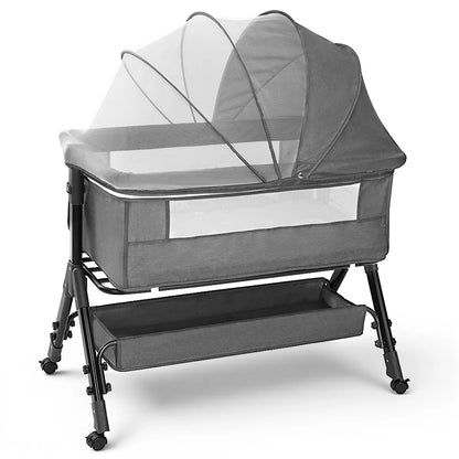 Bassinet for Baby Baby Bassinet Bedside Portable Newborn Bedside Sleeper Crib 360° Visible Mesh Window Soft Washable Liner Cover