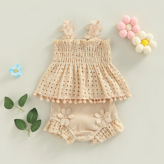 Ma&Baby 0-18M Baby Girls Clothes Sets Newborn Infant Toddler Summer Lace Floarl Sleeveless Tops Shorts Outfits